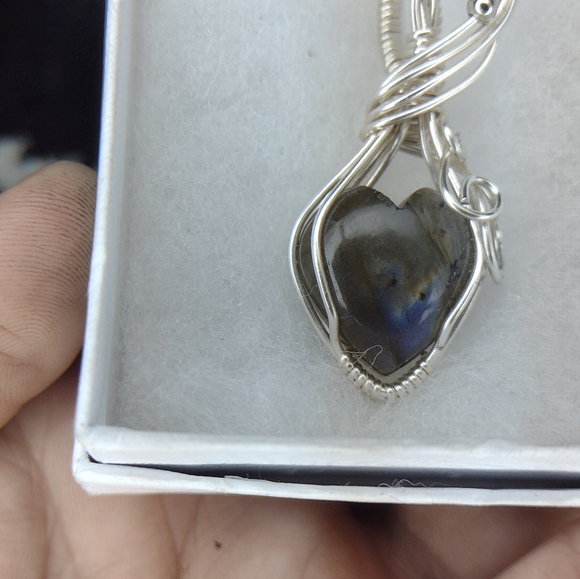 Heart Labradorite sterling silver necklace/pendant - Picture 2 of 3